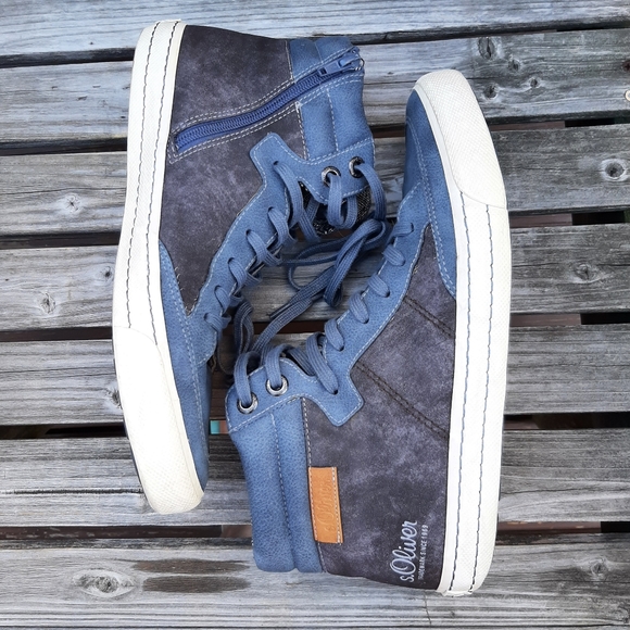 Men's St. Oliver Brown Suede & Blue Eco leather sneakers, Size 8.5 US (42 EU) - Picture 3 of 10